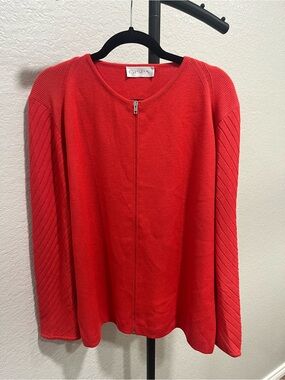GISPA Made in Italy Merino Wool Blend Red Full Zip Cardigan Sweater